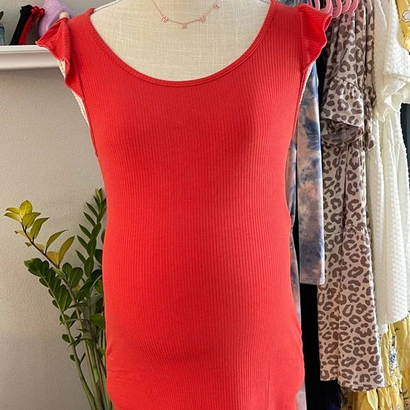 Dresses & Skirts - Coral red sleeveless maternity dress